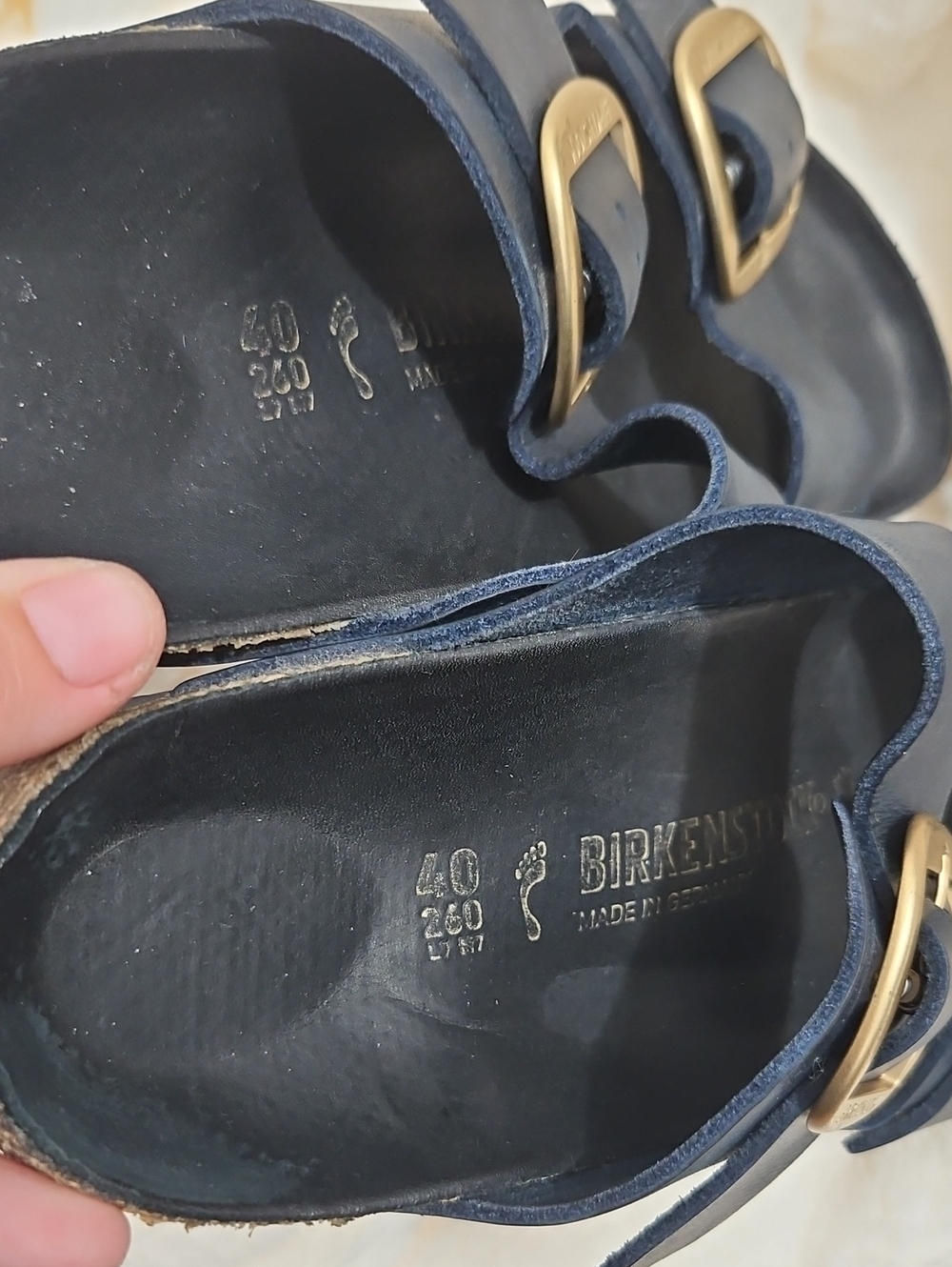 Birkenstock Arizona Big Buckle Sandals – Navy Leather – EU 40 / US 9-9.5 - Picture 4 of 9